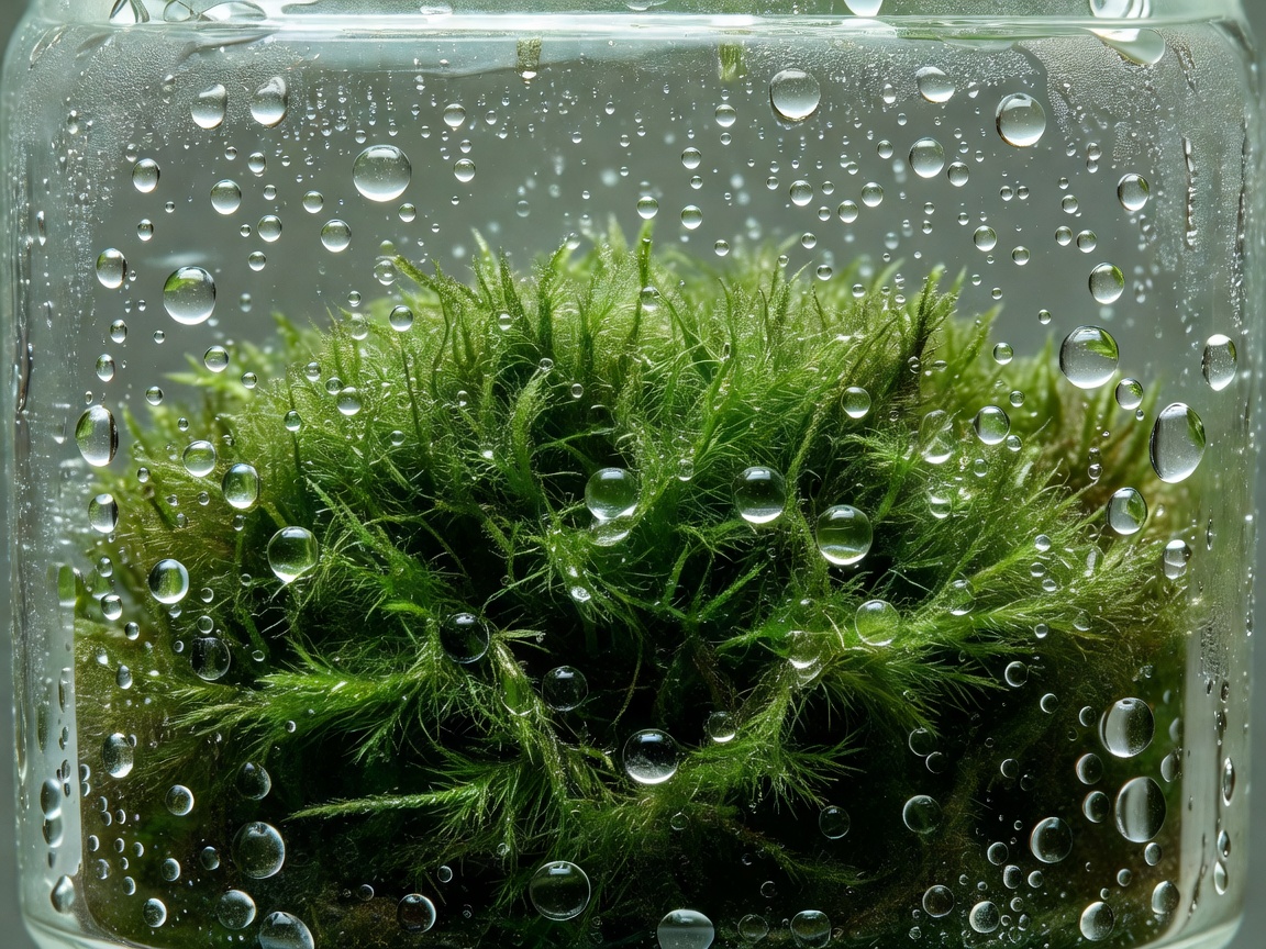 Fissidens nobilis phoenix moss with micro water droplets